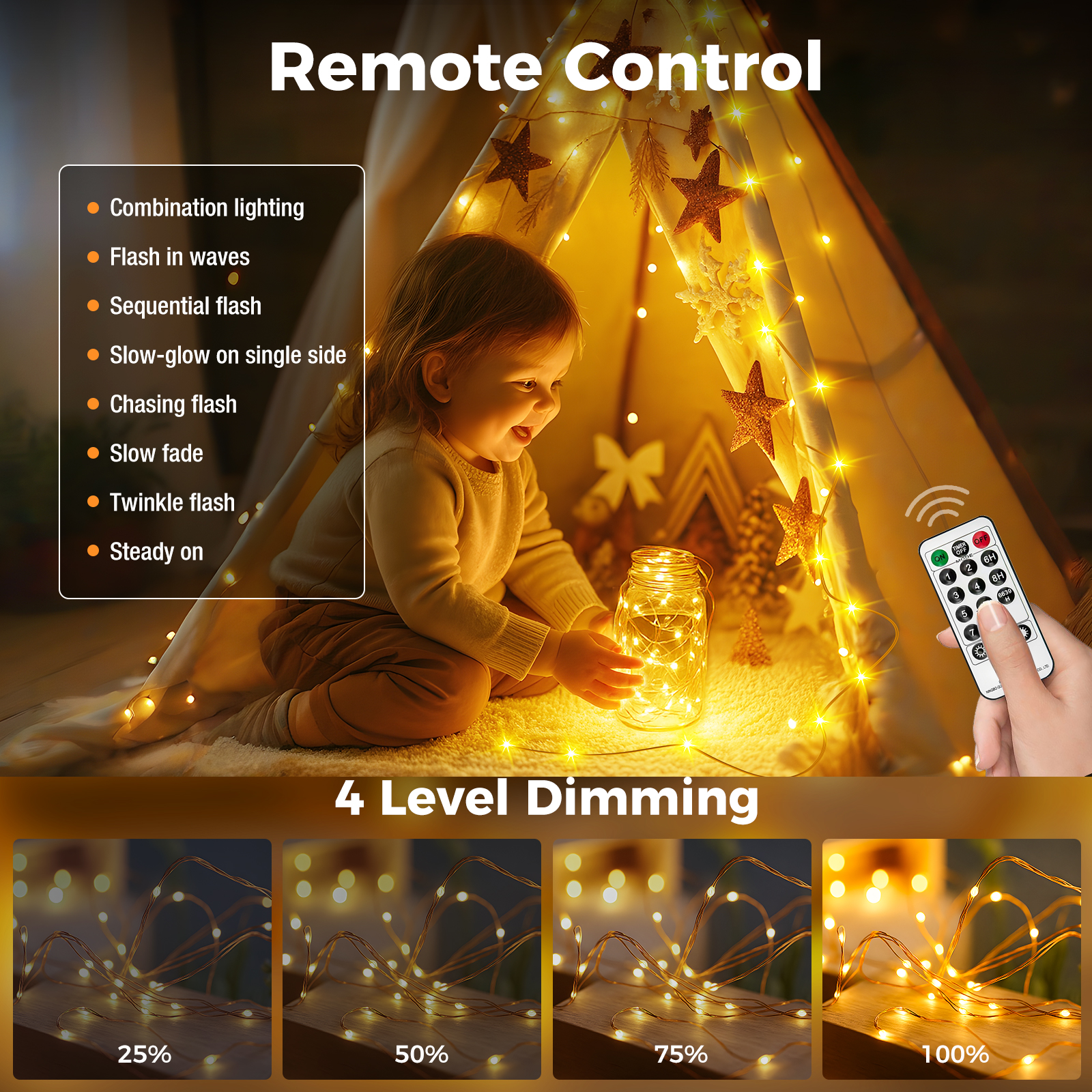 btfarm Fairy Lights Plug in with Remote, 33FT 100 LED Twinkle Lights 图 2