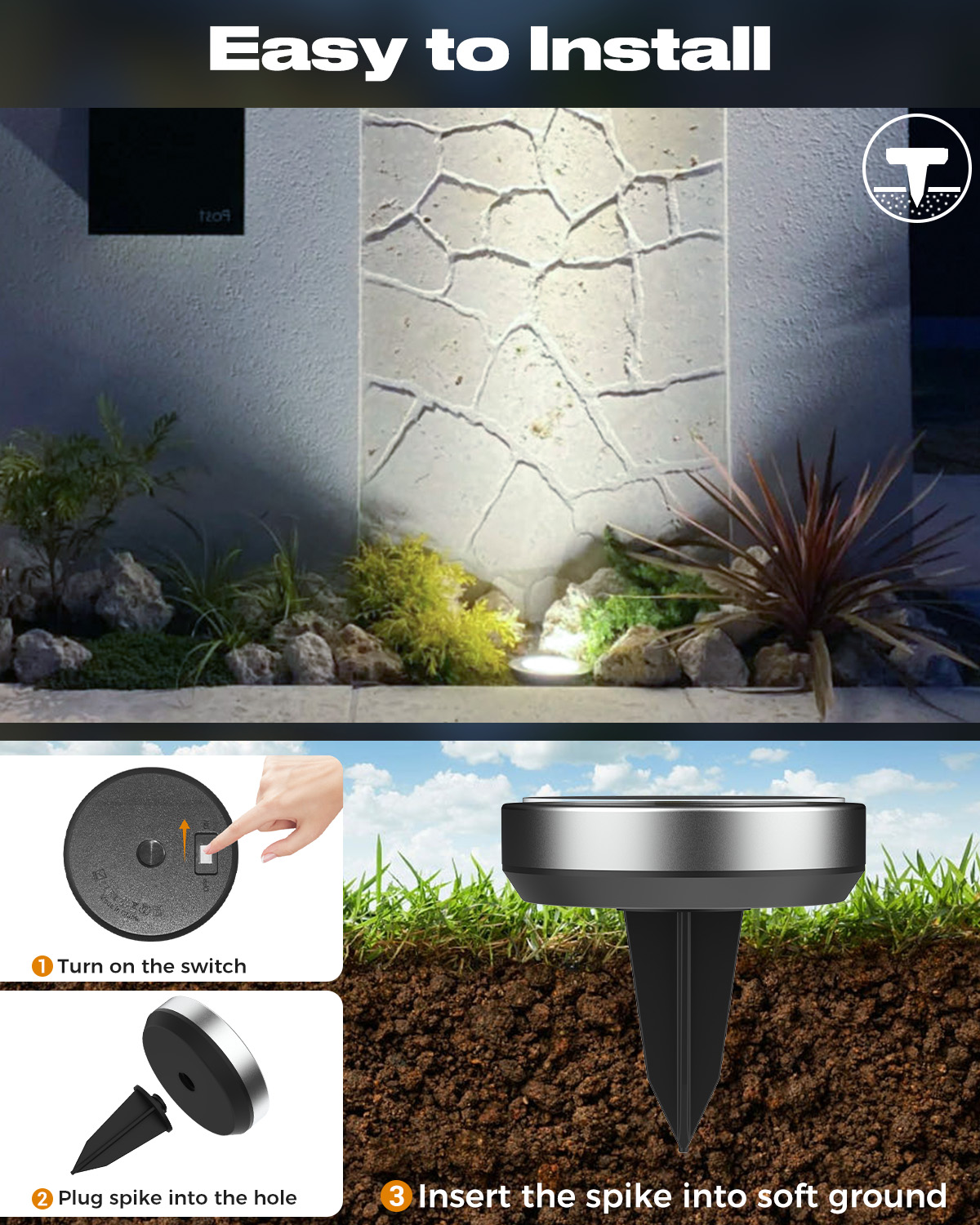 btfarm 16 Pack Solar Lights Outdoor Waterproof, 8 LED Solar Ground Lights 图 5