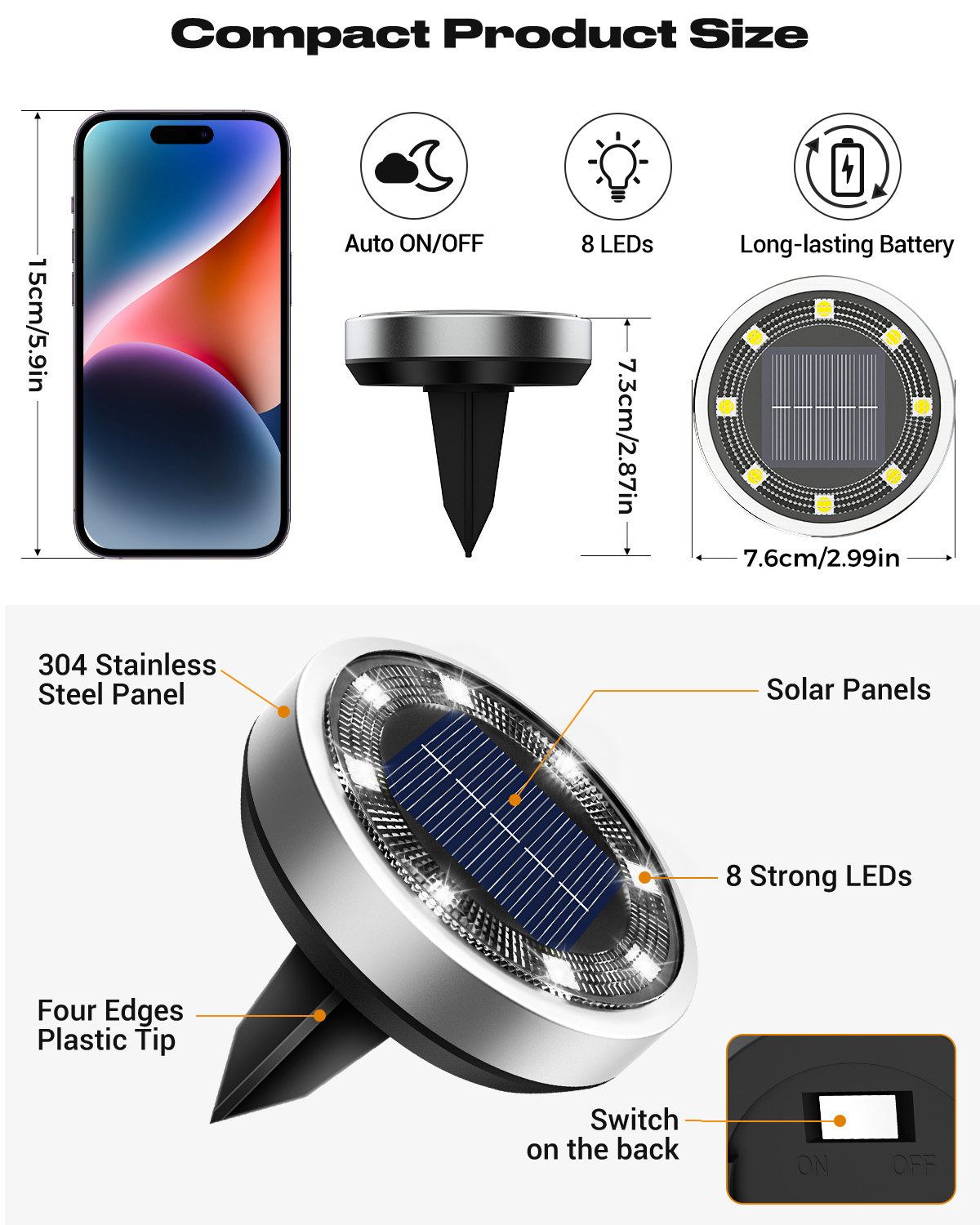 btfarm 16 Pack Solar Lights Outdoor Waterproof, 8 LED Solar Ground Lights 图 7