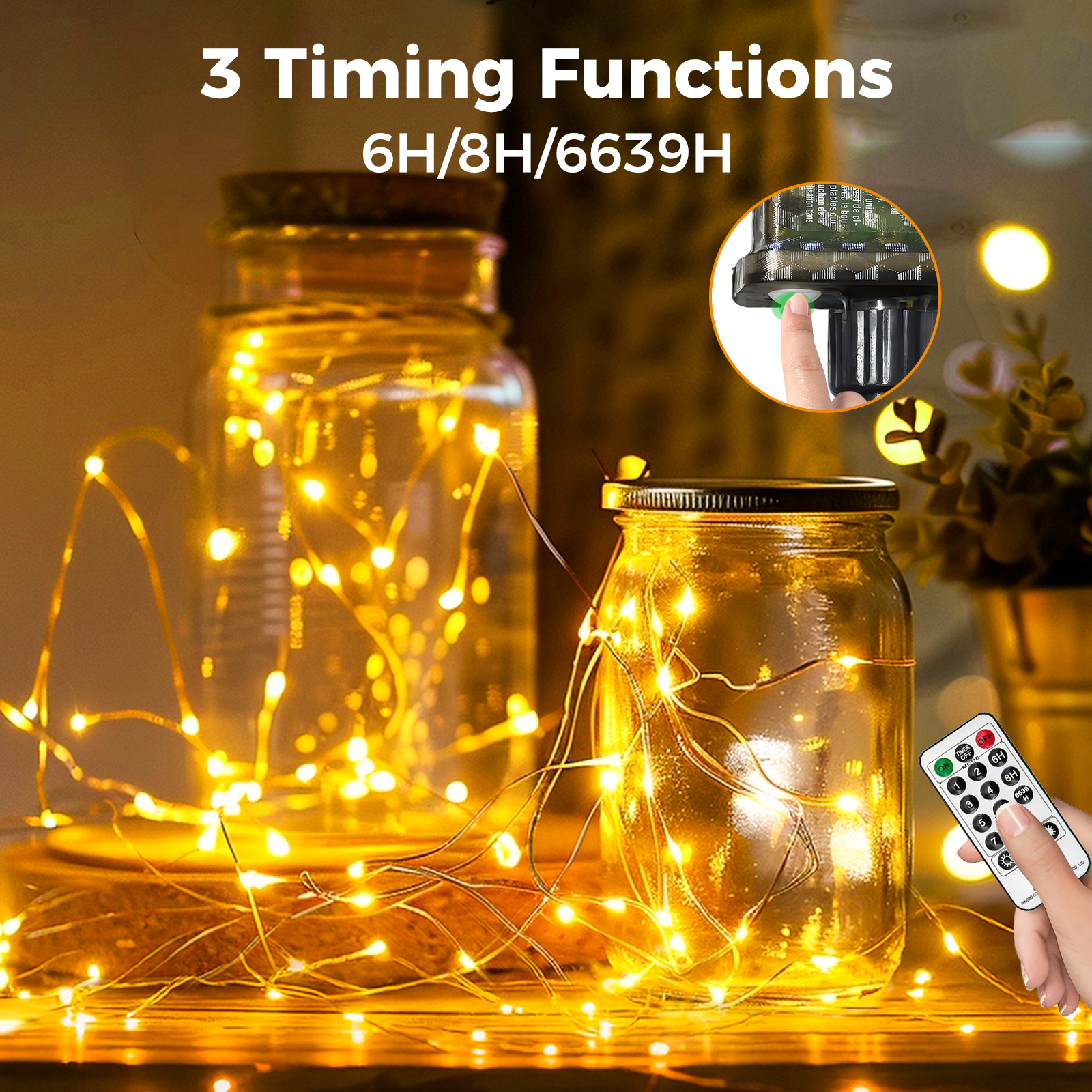 btfarm Fairy Lights Plug in with Remote, 33FT 100 LED Twinkle Lights 图 7